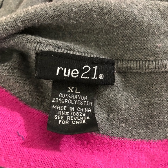 RUE 21 JUNIORS HOODIE PULLOVER SWEATER STRIPED KANGAROO POCKET SZ XL - Picture 6 of 7